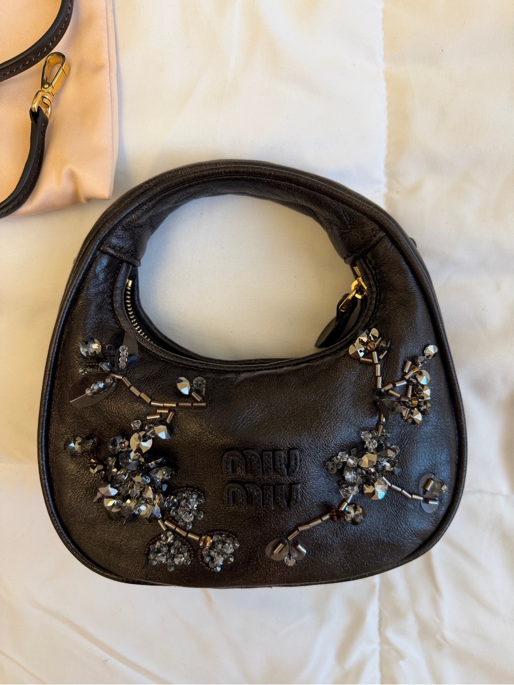 Miu Miu Wander embroidered leather bag